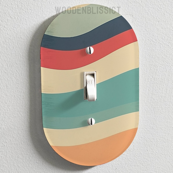 Light Switch Cover, Retro Groovy Decor Abstract, Laser Cut Acrylic, Home Decor, Single Standard or Rocker Switch, Cute Switch Cover