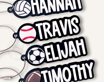 Custom Sports Bag Tag Keychain, 3D Printed, Soccer, Football, Volleyball, Baseball, Gym Bag Keychain, Team Gift, Sports Accessories