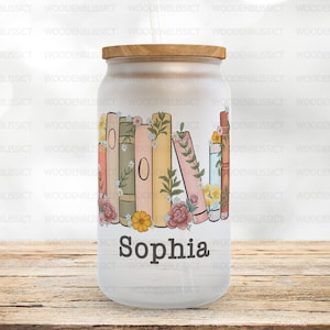 PERSONALIZED Book Lovers Glass Cup, Booktrovert, Bookworm, Iced Coffee Mug, Frosted Glass Tumbler, Mother's Day Gift, Gift For Her