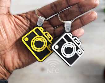NFC Enabled Camera Keychain, Scannable Social Media Digital Business Card, Small Business Keychain, Iphone, Android, Minimalist, Made in USA
