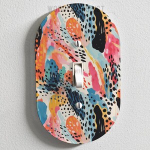 Light Switch Cover, Spotted Abstract Modern Floral, Housewarming Gift, Decorative switch plate, Artistic wall accent, Office Outlet Cover