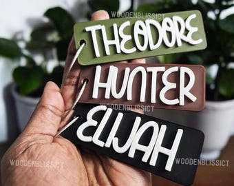 Children Names Bag Tags, 3D Printed Personalized School Backpack Tag, Lunch Box Name Tag, Backpack Keychain, Name Tag for Sports Bag 003