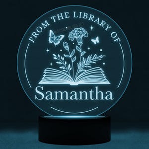 PERSONALIZED From the Library Of LED Night Light, Personalized Night Light, Gift for Book Lovers, Christmas Gift, Mother&#39;s Day, Booktrovert