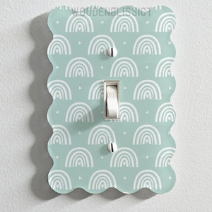 Light Switch Cover, Seafoam Rainbow Wavy Kids Room Decor Gift, Modern Decor, Standard or Rocker Switch option, Renter Friendly, Outlet Cover