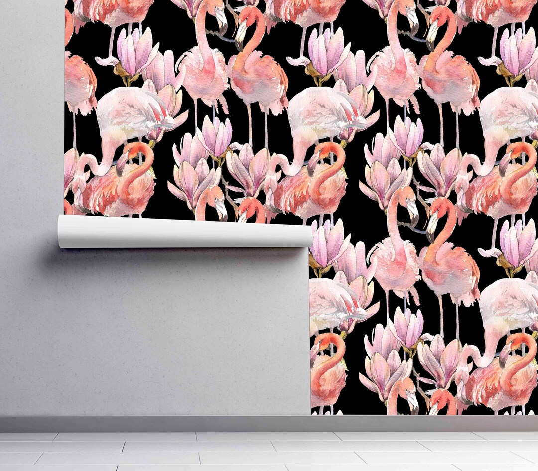 Flamingo Peel and Stick Wallpaper Self Adhesive Birds Wall Mural Pink