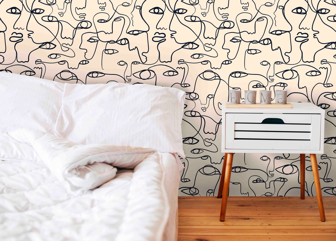 Abstract Faces Pattern Wallpaper Self Adhesive Peel & Stick Etsy