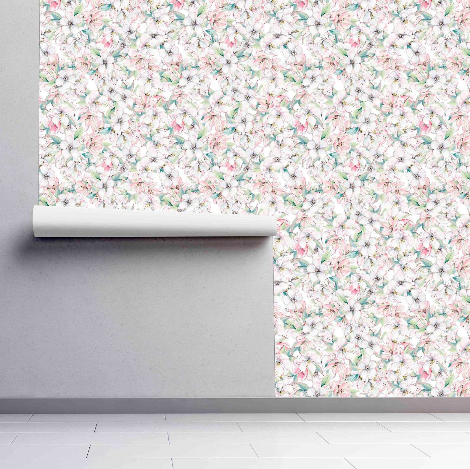 Dainty Pink Flowers Wallpaper Self Adhesive Peel and Stick Removable