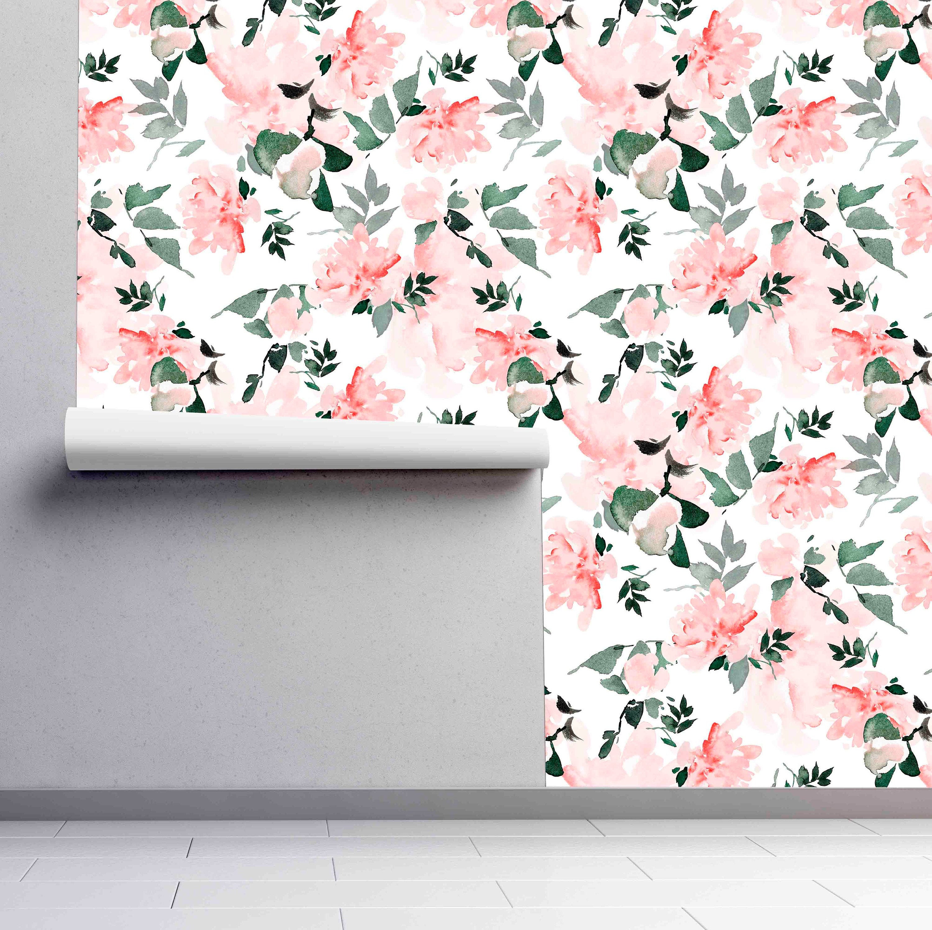 Floral Wallcovering Self Adhesive Prepasted Wallpaper Etsy