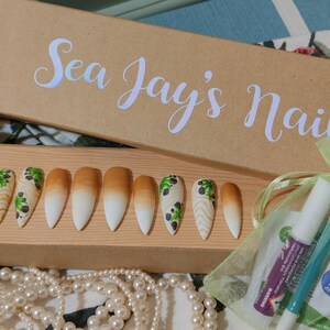 Sandy Zen Garden - Succulent and Stones - Matte Finish - Press On Nails