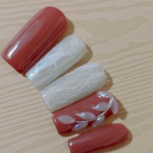 Neutral Nails - Brown and White - Quartz - Press on Nails - Custom Nails