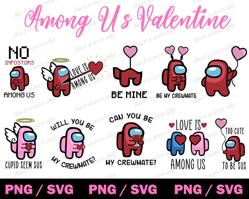 Download Among us svg cut file for cricut Valentines day svg | Etsy