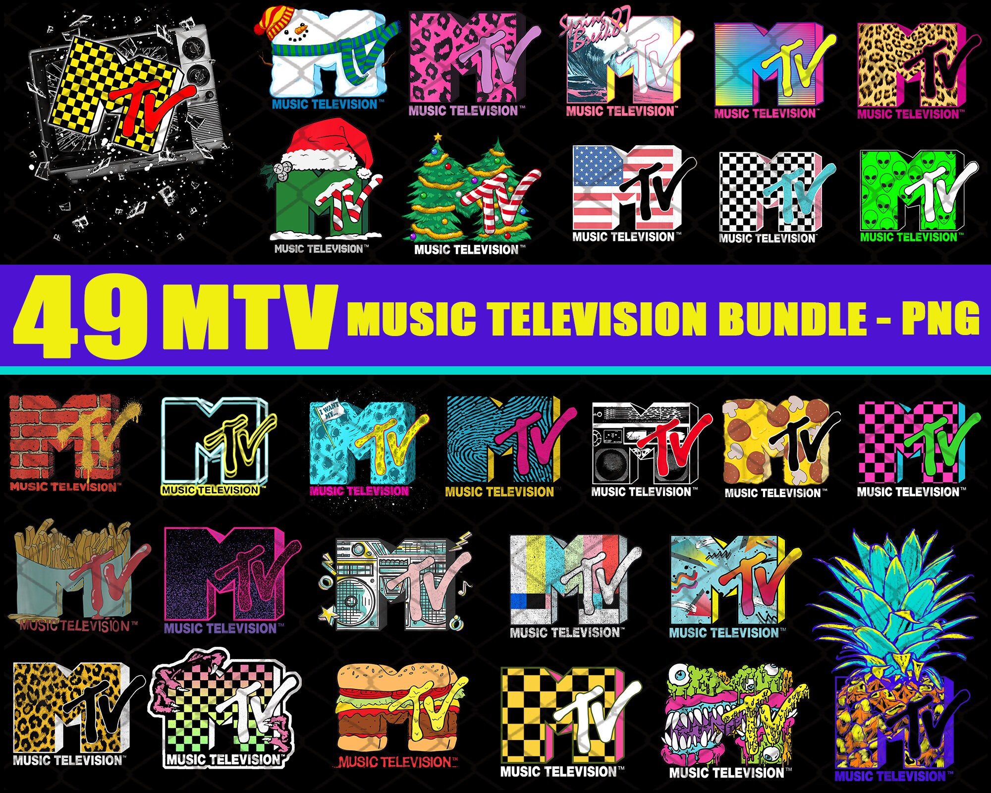 49 Logo MTV png Music Television Logo MTV MTV Old School Etsy