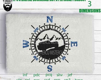 Machine Embroidery, Mountain Off-Road vehicle, embroidery files, 4 wheels lover Gift Idea, compass landscape, PES, xxx, hus & more, outdoor