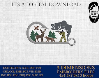 Machine Embroidery files, Hunting, Deer Duck Bird Fishing Hook Hunter Outdoor Sportsman, PES, DST, xxx, hus & more,