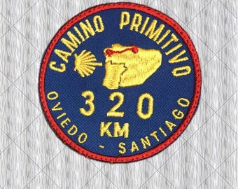 Camino Primitivo Patch, Embroidered Pilgrim Trail Badge, Spain Hiking Patch, Oviedo to Santiago Souvenir, Camino de Santiago Backpack Patch