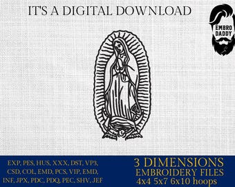 Archivos de bordado a máquina, Nuestra Señora de Guadalupe, Virgen María, Virgen de Guadalupe, Cristiano, PES, hus, dst, vp3 y más