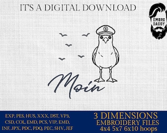 Machine Embroidery files, Moin, German Nautical, PES, xxx, hus & more
