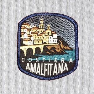 Costiera Amalfitana Embroidered Patch – Amalfi Coast Italy Scenic Travel Patch -  6,6 w cm x 7,9 cm height