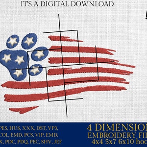 Machine Embroidery files, USA flag, paw print, PES, xxx, hus & more