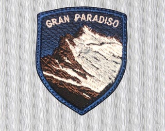 Gran Paradiso Embroidered Patch – Italian Alps Mountain Shield Patch Iron-On / Sew-On