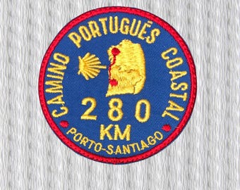 Camino Portugués Coastal Embroidered Patch – 280 km Porto to Santiago Camino de Santiago Badge
