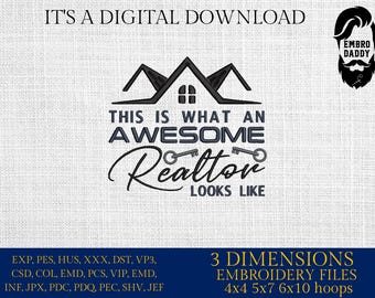 Machine Embroidery files, this is how an awesome realtor looks like, real estate AGENT, property asset PES, dst xxx, hus & more