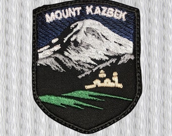 Mount Kazbek Patch – Gergeti Trinity Church Embroidered Badge – Georgia Mountain Iron On Patch – Caucasus Hiking Souvenir – Alpinism Gift