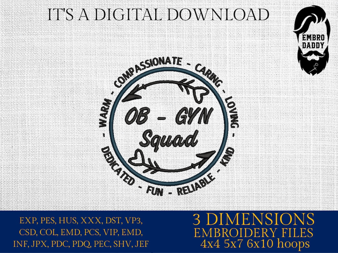 Machine Embroidery Files, Obgyn Squad, OB-GYN, Obstetrician ...