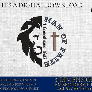Machine Embroidery files, Man of faith, Corinthians, PES, xxx, DST,  hus & more