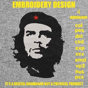 Machine Embroidery, Che Guevara Gift Idea, Che Guevara bust embroidery design, PES, xxx, hus & more, revolutionary