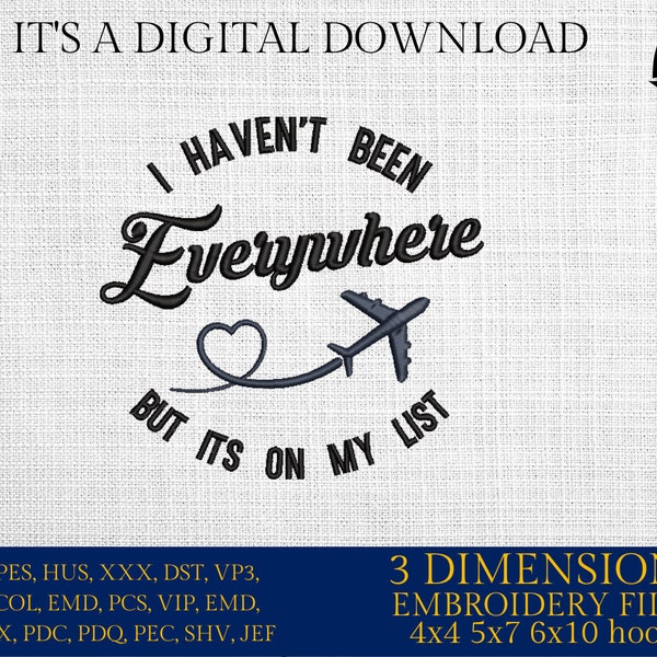 Machine Embroidery files, I haven't been everywhere, PES, DST, xxx, hus & more