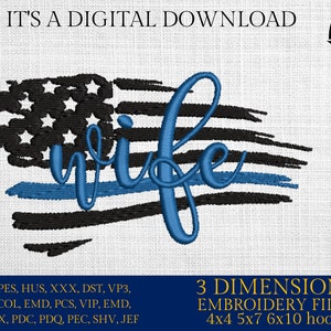 Machine Embroidery files, USA flag police wife, PES, xxx, hus & more, embroidery files