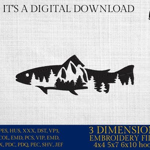 Maschinenstickerei, Berglachs Stickdateien, Fischer Geschenkidee, nature Design Landschaft, Fisch PES, xxx, hus & more, Landschaft pes