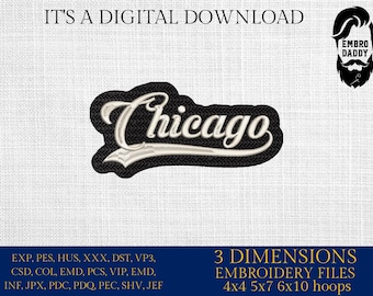 Machine Embroidery, "Chicago" Baseball Style Swoosh Underline, PES, xxx, hus & more