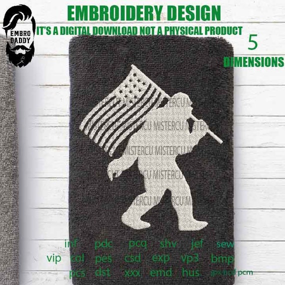 Yeti Machine Embroidery files PES USA FLAG Bigfoot pes xxx patriotic lover Gift Idea Big Foot Sasquatch hus & more