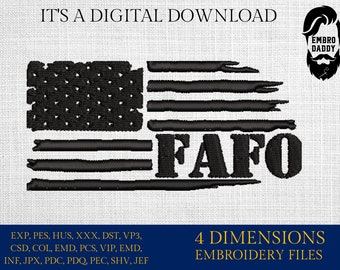 Machine Embroidery files, Usa flag FAFO, American Flag PES, xxx hus & more,