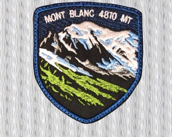 Mont Blanc Embroidered Patch – Alpine Mountain Badge, Outdoor Hiking Patch, 4810m Peak, Iron On Patch