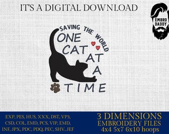 Machine Embroidery files, saving the world one cat at a time, PES, DST, xxx, hus and more