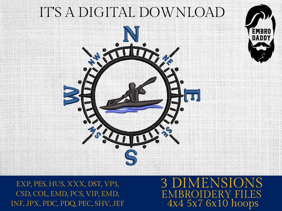 Machine Embroidery Files, Kayaker, Compass, PES, Xxx, Hus & More - Etsy
