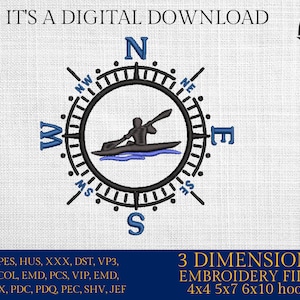 Machine Embroidery files, kayaker, Compass, PES, xxx, hus & more