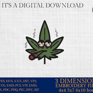 Machine Embroidery files, funny marijuana leaf, dst, PES, xxx, hus & more