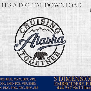 Archivos de bordado a máquina, navegando juntos por Alaska, PES, xxx, hus y más, archivos de bordado