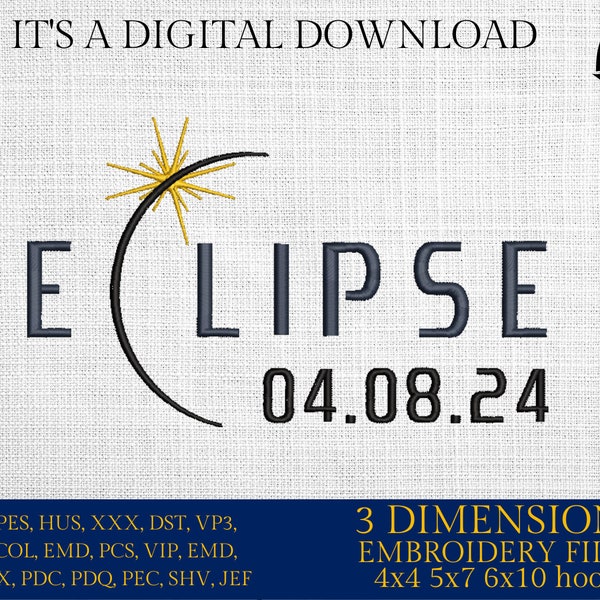 Machine Embroidery files,  Eclipse 04.08.24, DST, PES, xxx, hus & more