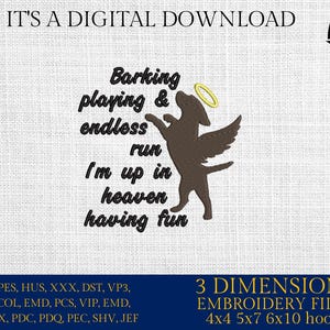 Machine Embroidery files, Dog Memorial, In loving memory, Angel wings, Pet Memorial, Pet Loss, Dog Loss, Pet in heaven, pes, hus & more