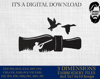 Machine Embroidery files, Duck Hunting, Duck Call, Hunting Season, PES, xxx, hus, dst & more
