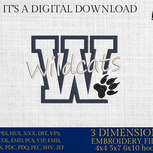 Machine Embroidery, Wildcats embroidery design, football, basketball,  PES, xxx, dst, hus & more
