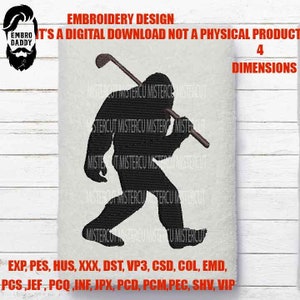 Machine Embroidery files, Bigfoot Golf pes, Big Foot, Yeti, Sasquatch, PES, xxx, hus & more