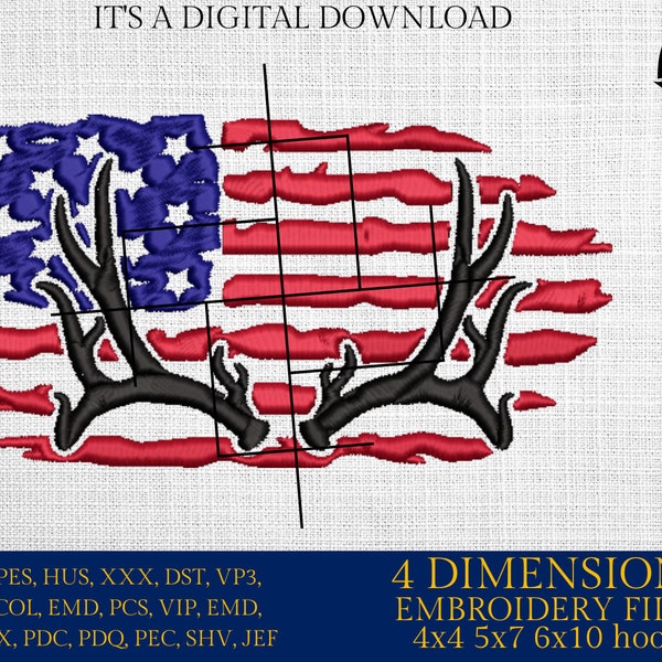 Machine Embroidery files, USA flag, Antlers PES, xxx, hus & more