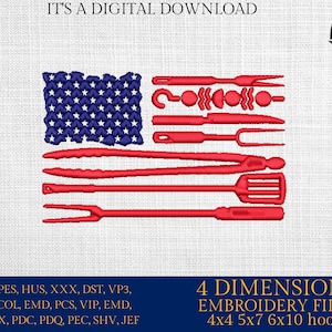 Machine Embroidery files, American Barbecue, BBQ, grill, DST, PES, xxx, hus, dst & more