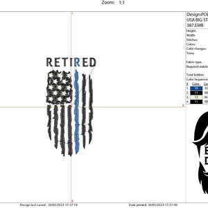 Machine Embroidery Files, American Flag Retired Police Officer, PES ...